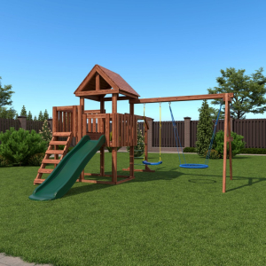 Детская площадка CustWood Junior Color JC5 с деревянной крышей 